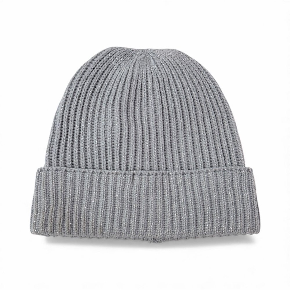 STYLE & CO WOMEN'S SOLID SHINE CUFFED BLACK METALLIC BEANIE One Size